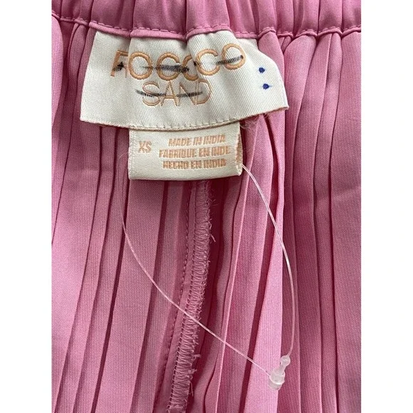 Free People Rococo Sand Women Wide Leg Pleated Mid Rise Pink Pants Sz XS New